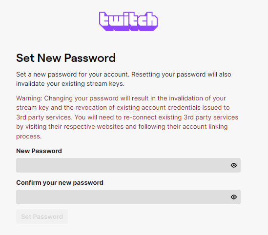 change twitch password without old one