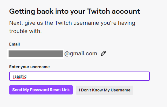 change twitch password without old one