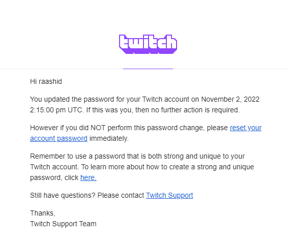 change twitch password without old one