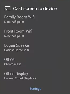 Select your Chromecast device 