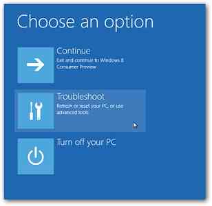 Choose Troubleshoot from the Options Menu