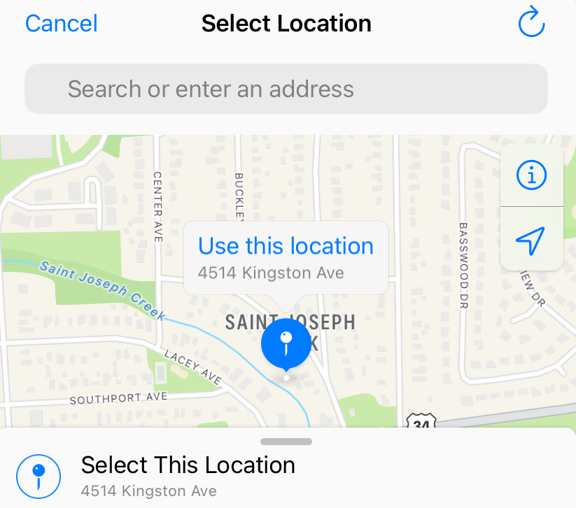 Select the location