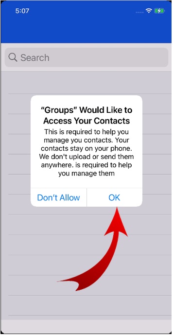 allow Groups to access your contacts