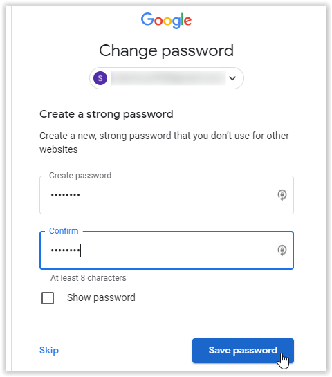 Reset Gmail Password