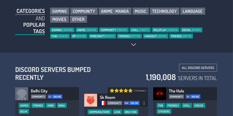 Find Best Discord Servers Using Website