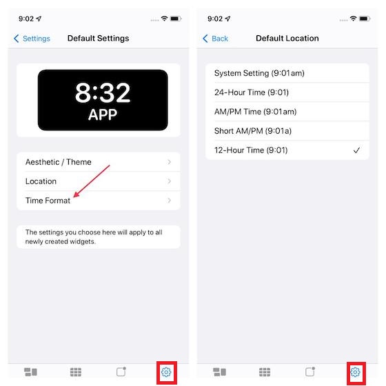 How to customize time format in widgetsmith app.
