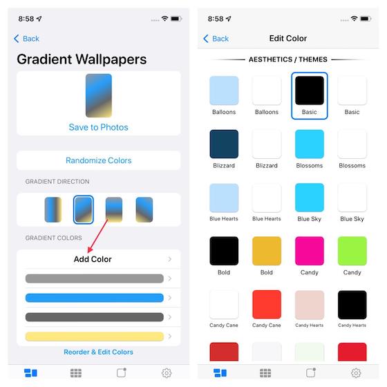 How to customize wallpapers in the gradient smith app.