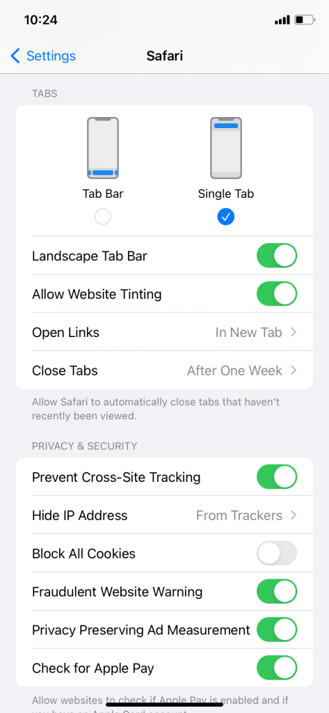 Click Allow Website Tinting in Safari