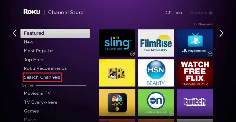 Roku Search channels