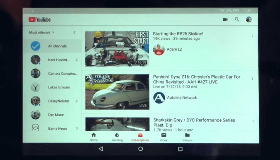 YouTube on Amazon Fire Tablet