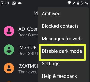 Disable Dark Mode 