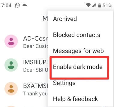 Enable Dark Mode 
