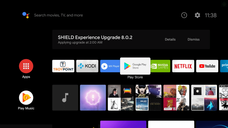 Click Apps section to get Apple Music on Android TV