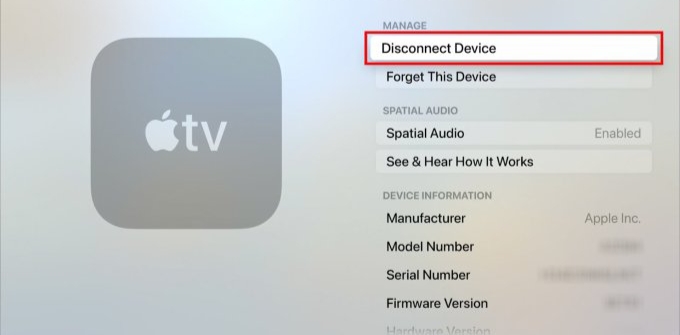 Disconnect Airpods from Apple TV