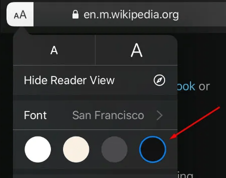 choose the Dark color to enable dark mode on Safari