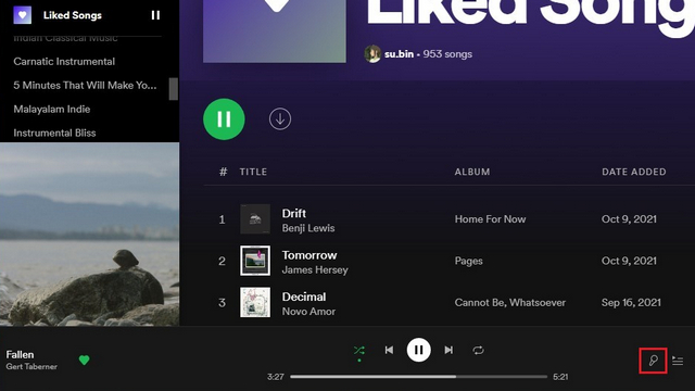Song Lyrics in Spotify on Desktop 