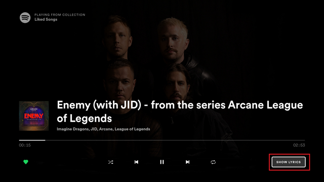 Song Lyrics in Spotify on Smart TV