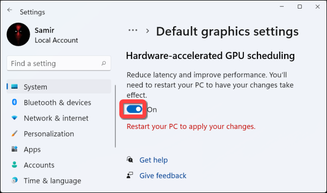 Turn on Hardware-Accelerated GPU Scheduling via Settings