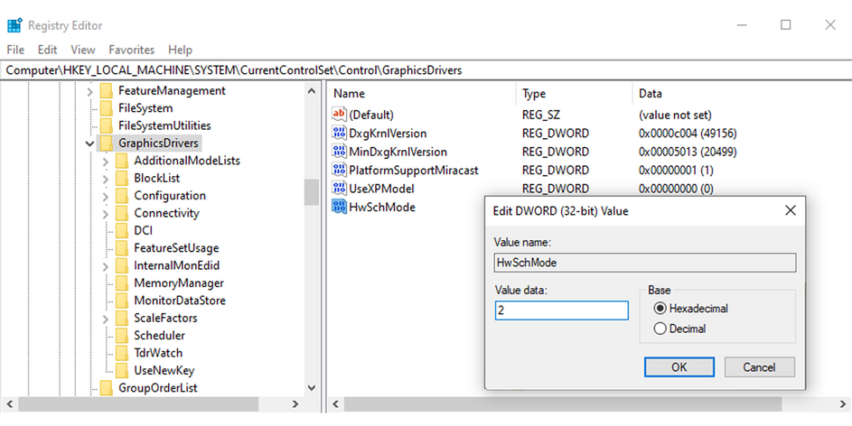 Turn On Hardware Scheduling Using the Registry Editor