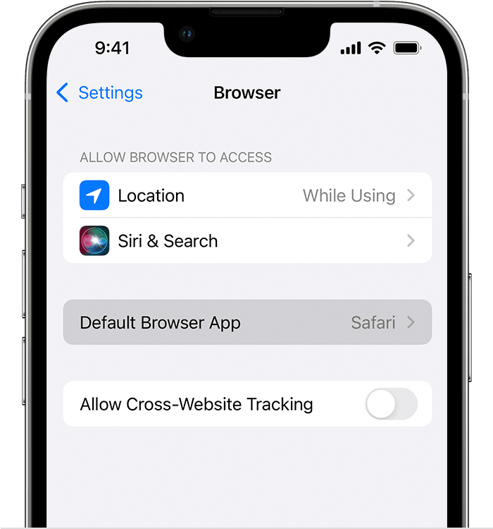 change safari as default browser iphone