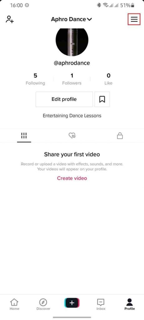 TikTok account settings