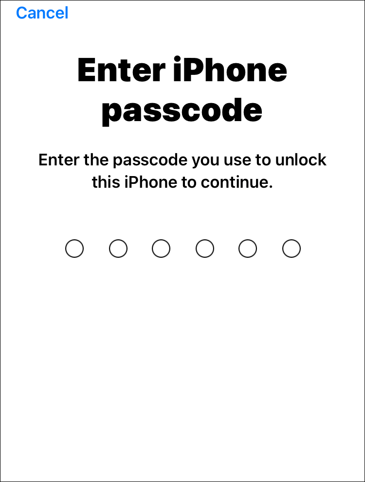 enter passcode 