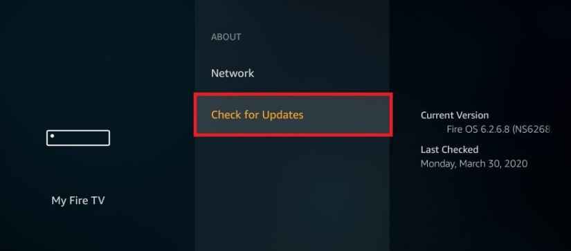 check for updates to install new version of firestick 