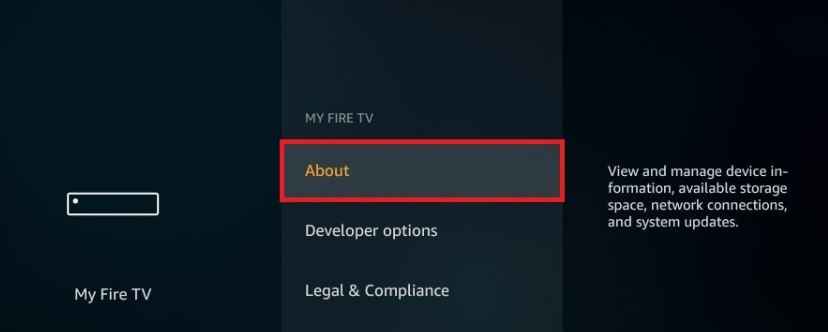 tap on about section to know update version of firestick