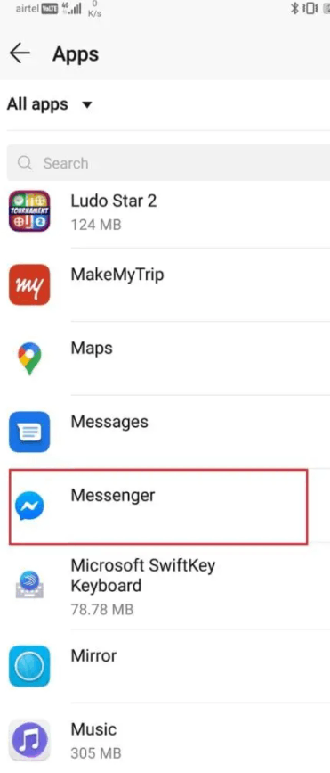 select messenger app to log out 