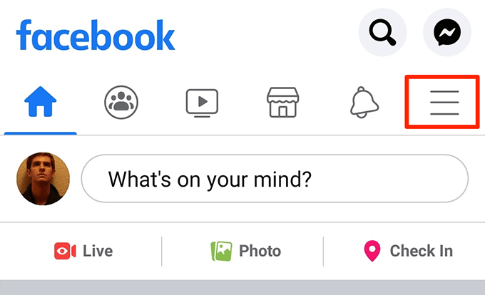 tap three lines option to log out messenger from Facebook app