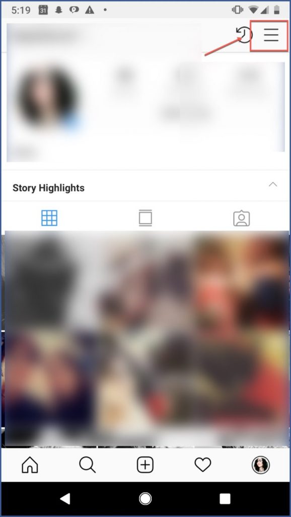 Instagram hamburger icon