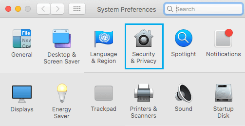 select on security and privacy tab to turn off camera on mac