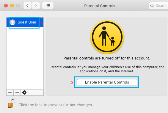 Enable parental controls