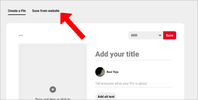 Upload Video from Website to Pinterest