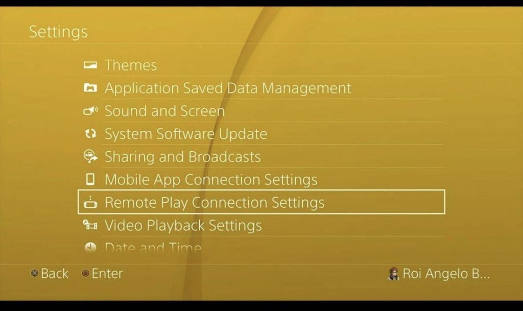 Remote play connection settings.