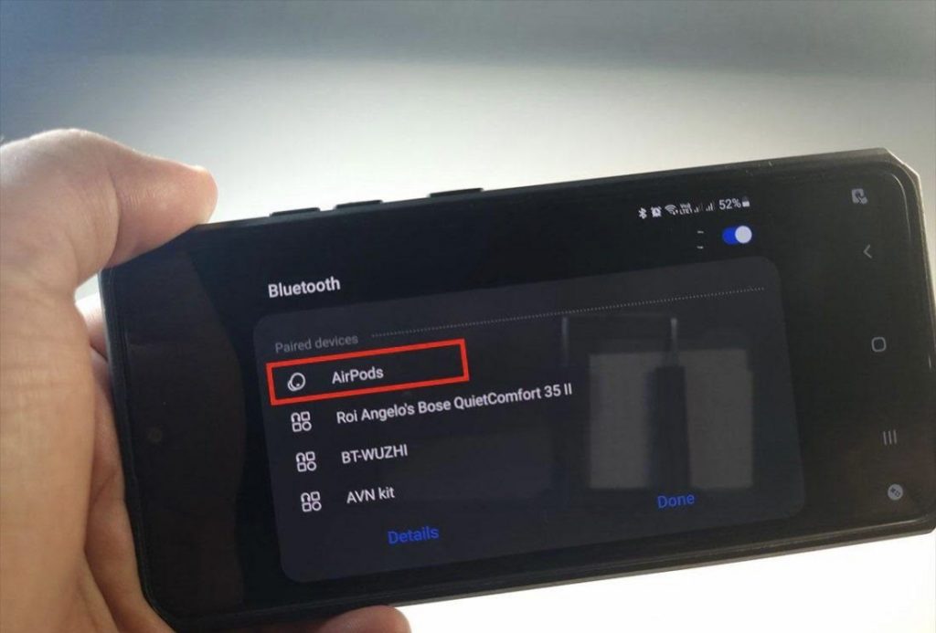 Pairing airpods to smartphone.