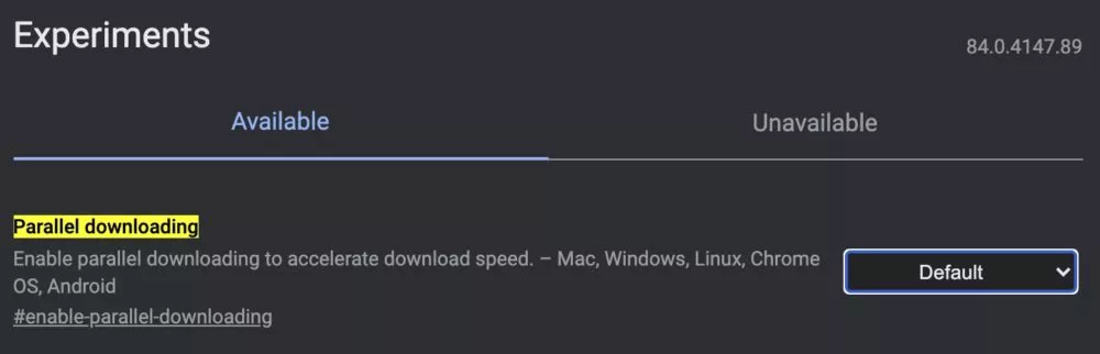 Parallel Downloading Chrome Flag