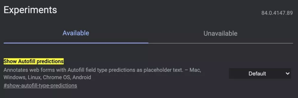 Autofill predictions feature