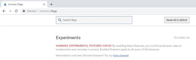 To search for Google Chrome Flags