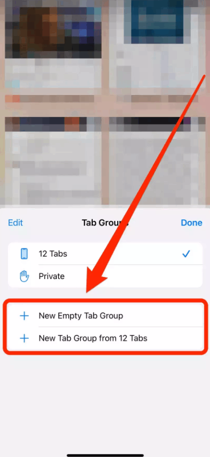 click on new tab group or add on existing tab group 