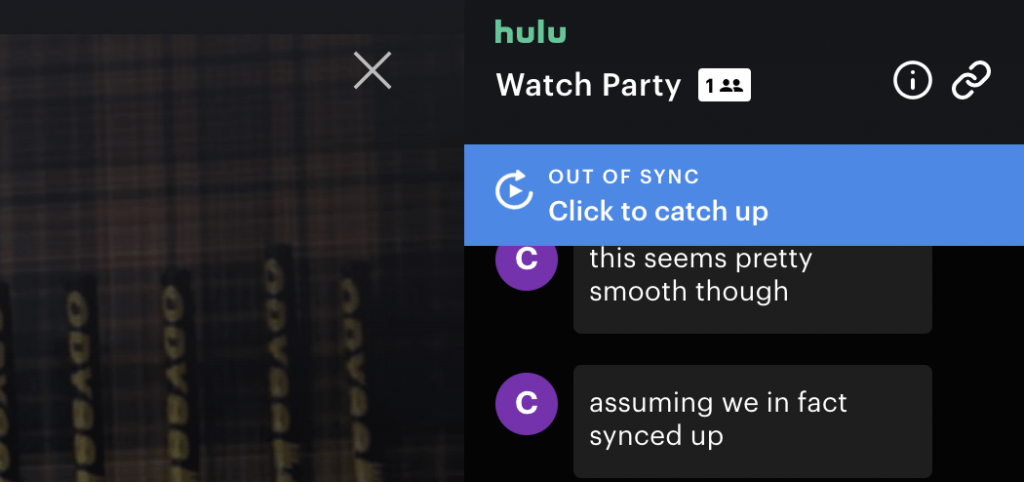 Click to Catch Up feature on Hulu watch Party