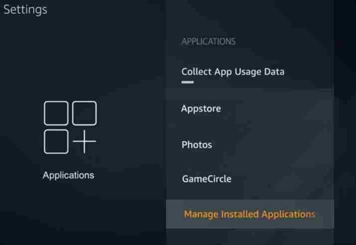 Go to Manage Installed applications