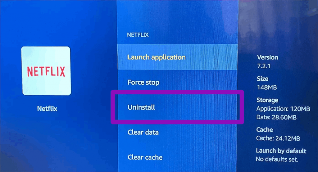 Uninstall when Netflix not working on Firestick