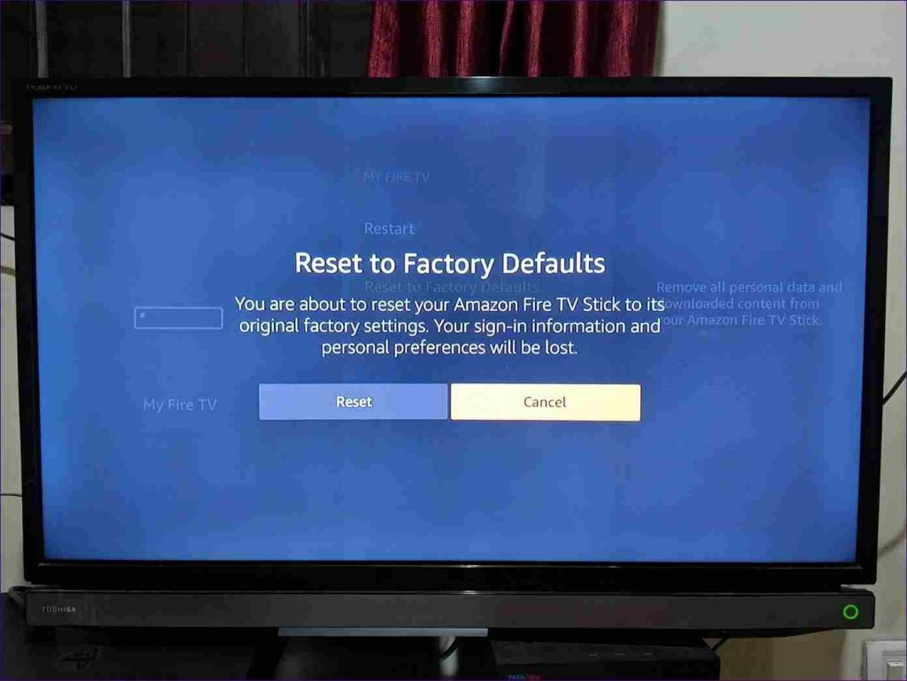 Click Rest to Factory reset
