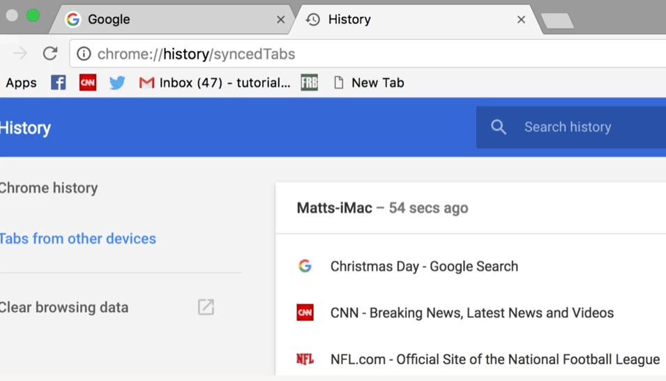 Go to History to reopen closed tabs in chrome