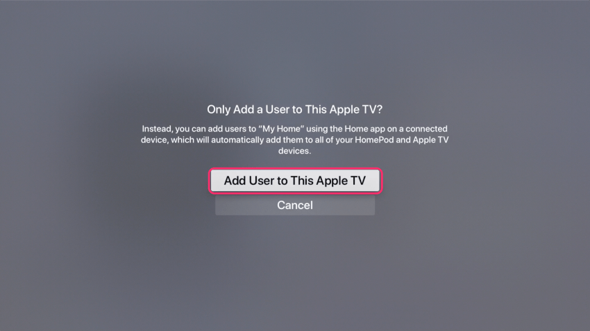 Add User to this Apple TV