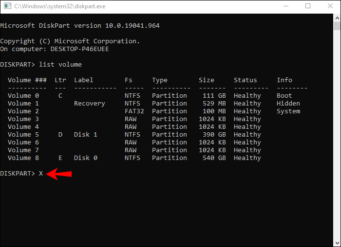 Disk volume number.