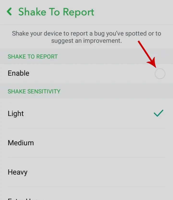 Disable Shake to Report 
