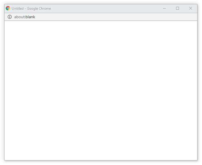 An about:blank page on Google Chrome browser.