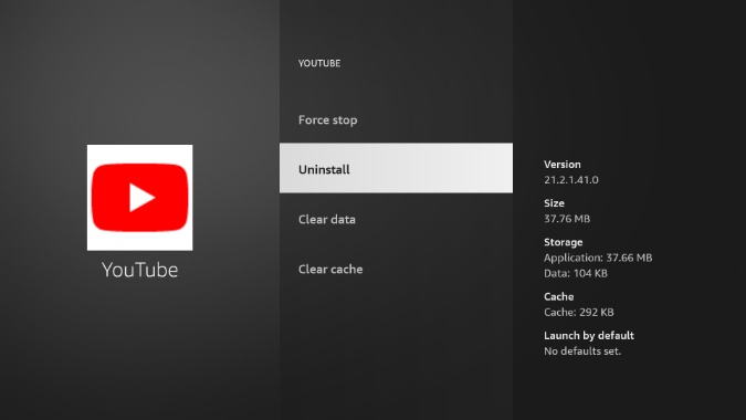 Re-install YouTube on Firestick